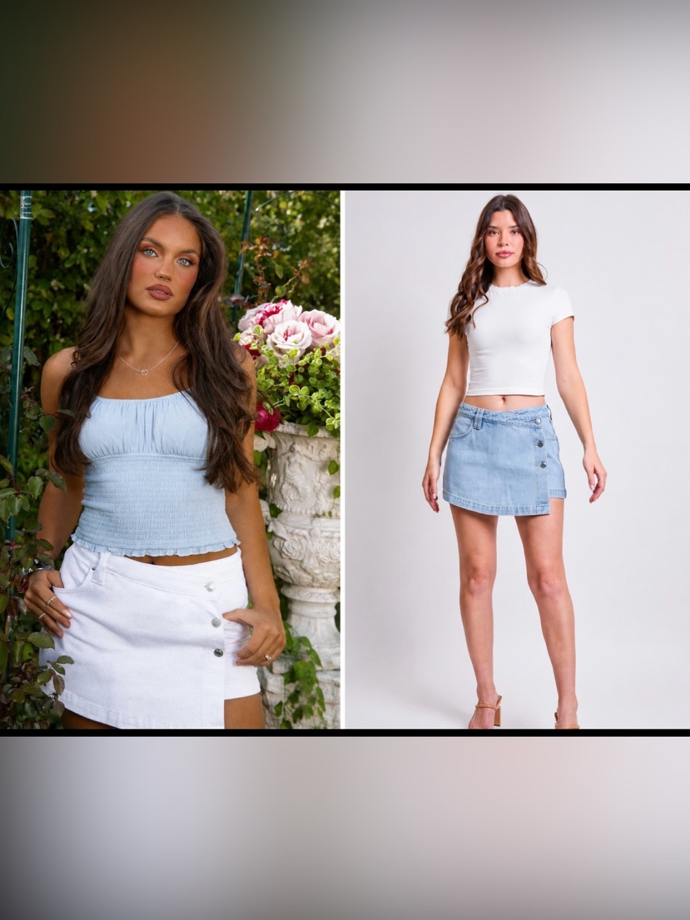 (2) YMI WOMEN'S DENIM WRAP BLUE AND WHITE SKORTS- SZ 1 & 3-NWT
